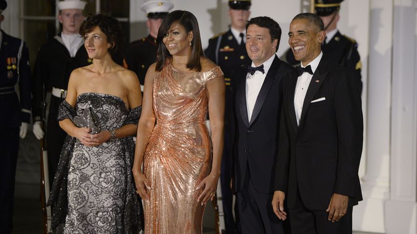 Agnese Landini, Michelle Obama, Matteo Renzi und Präsident Barack Obama beim U.S. State Dinner