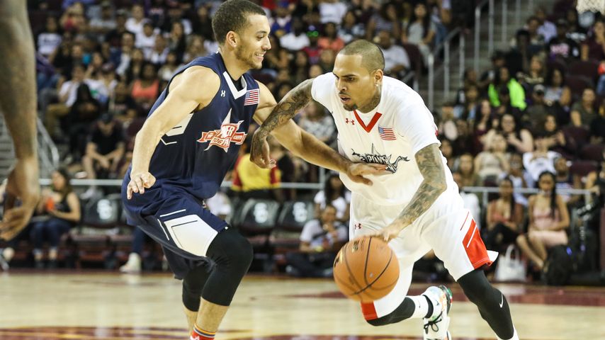 Chris Brown beim Basketballspiel in Hollywood