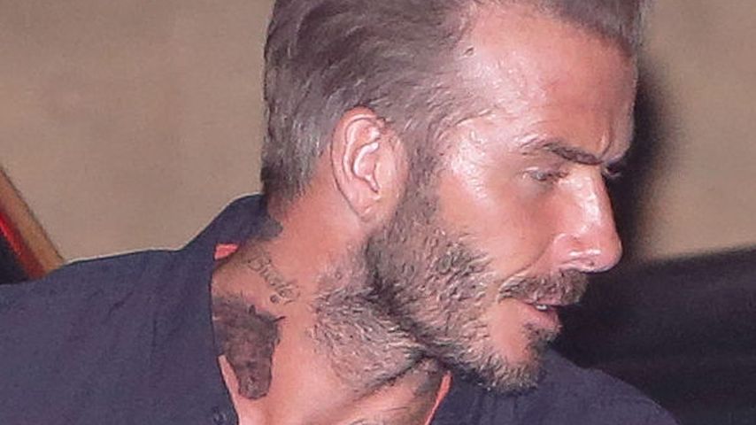 David Beckhham mit neuem Pferde-Tattoo am Hals bei einem Familiendinner in Malibu