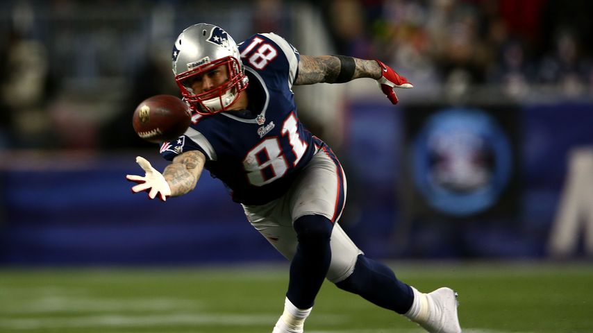 Footballer Aaron Hernandez (New England Patriots) bei einem Spiel 2013