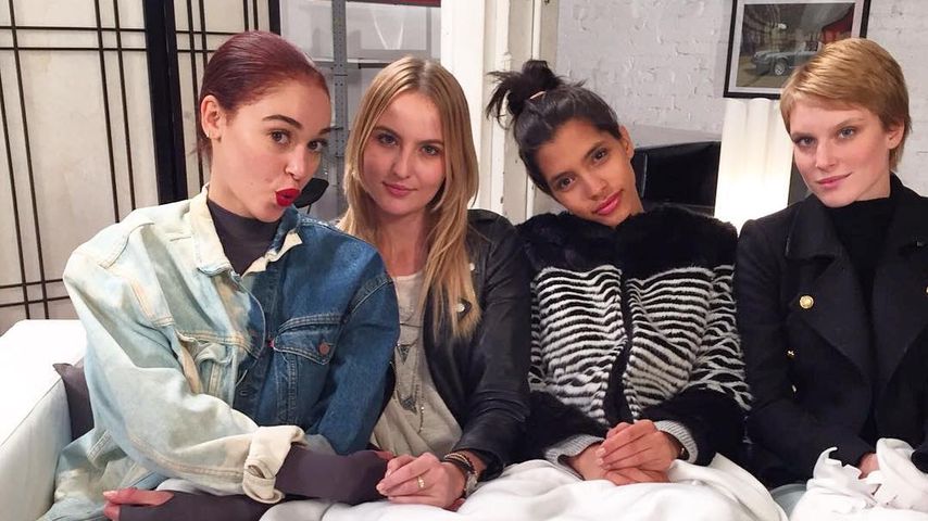 Luana, Laura B., Lara und Kim (v. l.) während GNTM-Dreharbeiten in Los Angeles