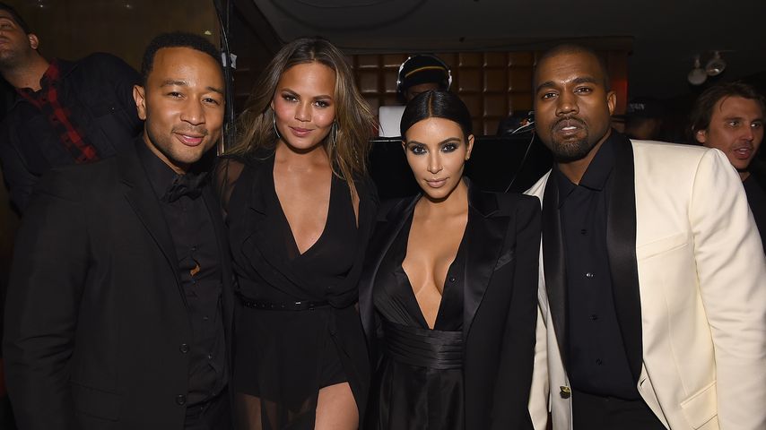 John Legend, Chrissy Teigen, Kim Kardashian und Kanye West im Januar 2015