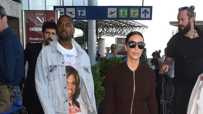 Kanye West und Kim Kardashian am Flughafen von Rom