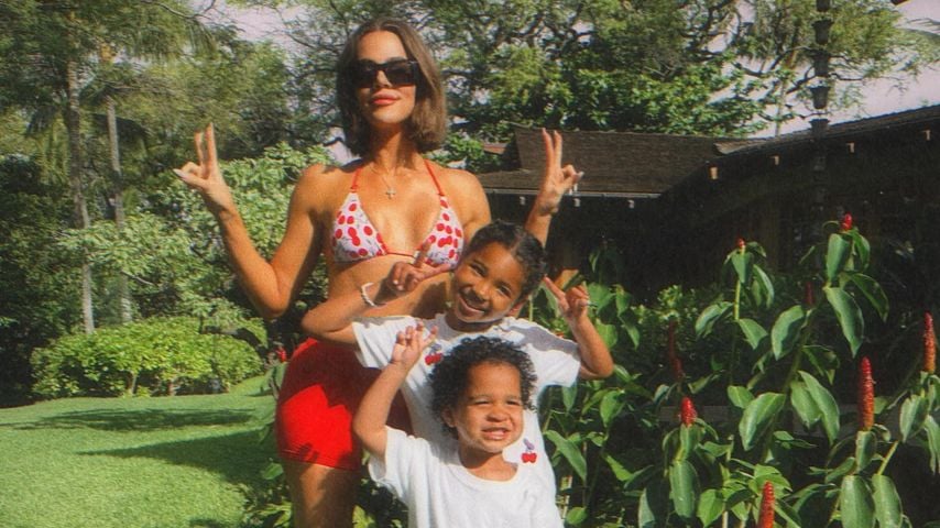 Unternehmerin Khloé Kardashian mit ihren Kindern True und Tatum, April 2025