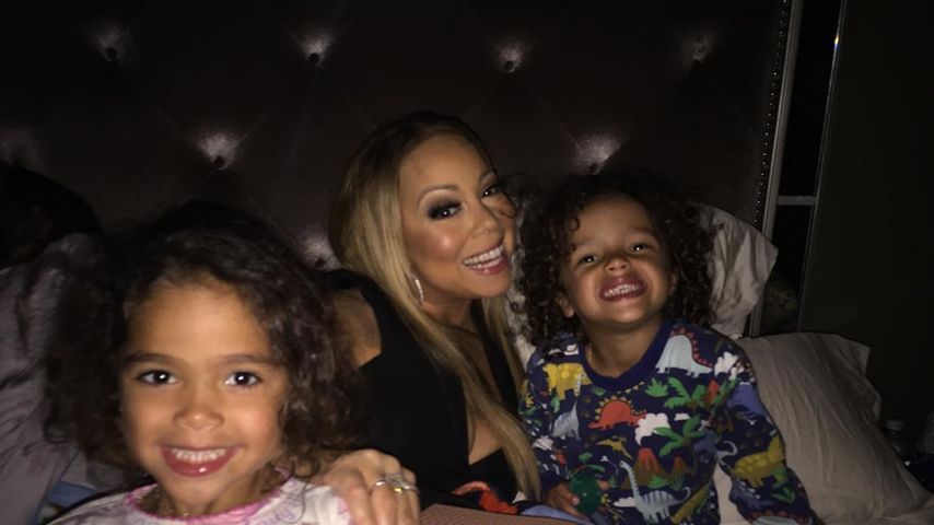 Mariah Carey mit ihren Zwillingen Monroe (li.) und Moroccan