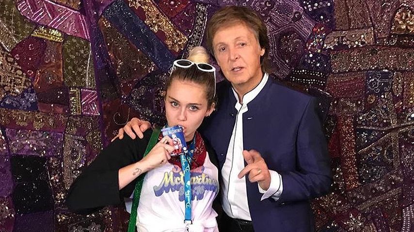 Miley Cyrus mit Paul Mccartney bei einer Kampagne für Hillary Clinton
