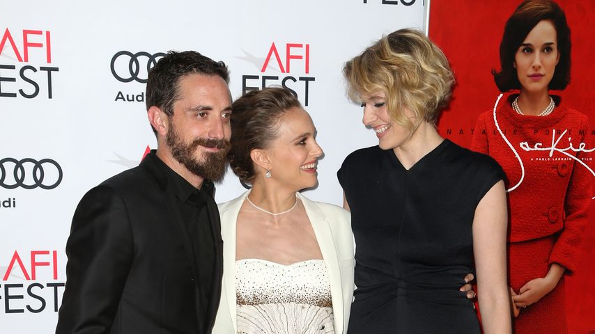 Natalie Portman mit Pablo Larrain und Greta Gerwig auf "Jackie"- Filmpräsentation