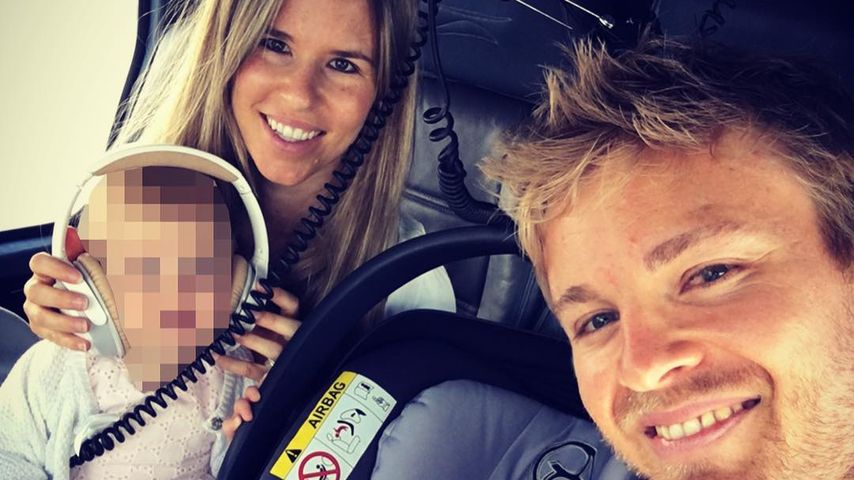 Nico Rosberg mit Tochter und Ehefrau Vivian im Helikopter