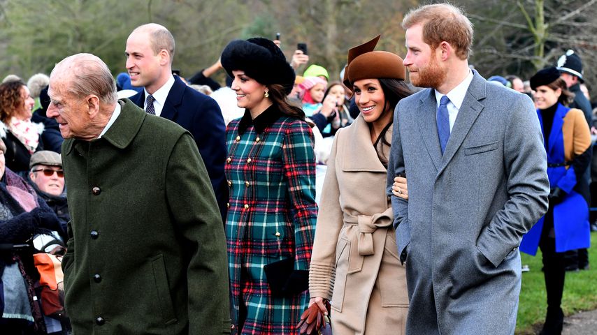 Prinz Philip, Prinz William, Herzogin Kate, Meghan Markle und Prinz Harry in Sandringham