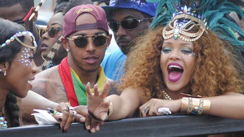 Lewis Hamilton und Rihanna auf dem Karneval in Barbados 2015