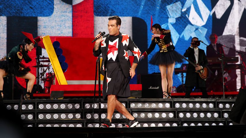 Robbie Williams auf einem Konzert in Manchester