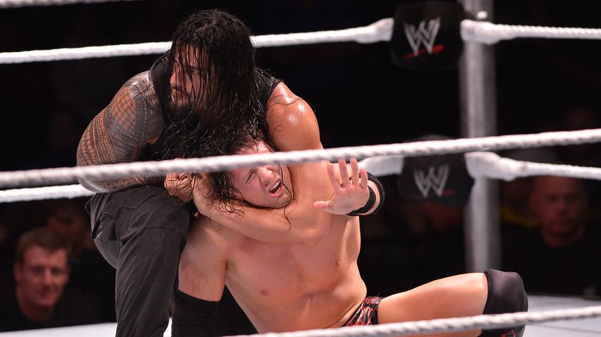 Roman Reigns während eines WWE-Kampfes