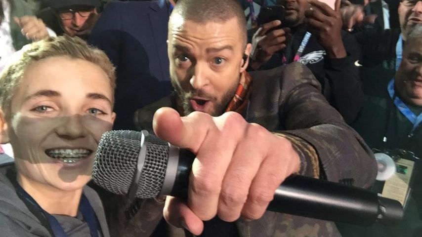 Ryan McKenna und Justin Timberlake in der Super-Bowl-Halbzeitshow in Minneapolis