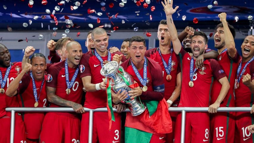 Siegerehrung des portugiesischen EM-Teams