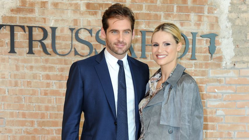 Tomaso Trussardi und Michelle Hunziker bei einer Fashion Show in Mailand