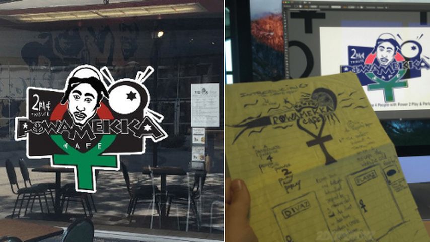 Tupacs Zeichnungen und das Logo des Pop-up Restaurants