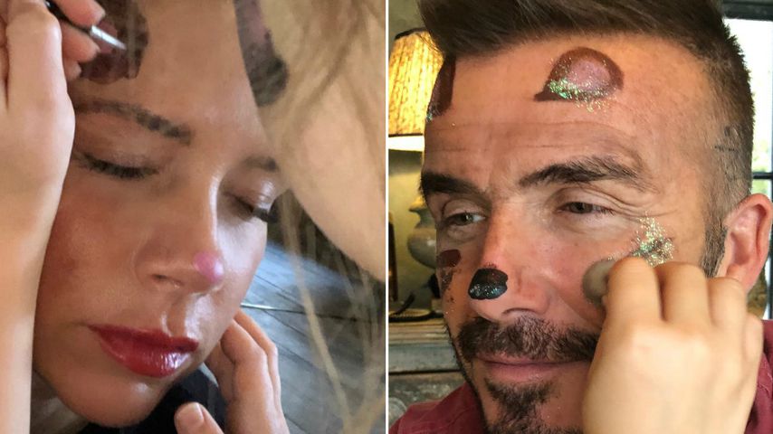 Mit jeder Menge Glitzer: Harper Beckham schminkt Mama & Papa