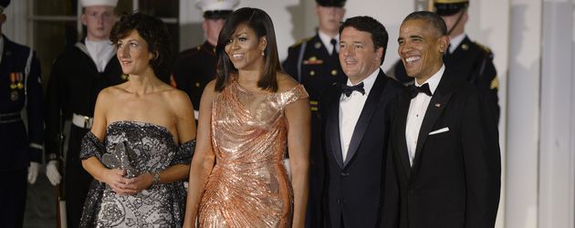 Agnese Landini, Michelle Obama, Matteo Renzi und Präsident Barack Obama beim U.S. State Dinner Agnese Landini, Michelle Obama, Matteo Renzi und Präsident Barack Obama beim U.S. State Dinner