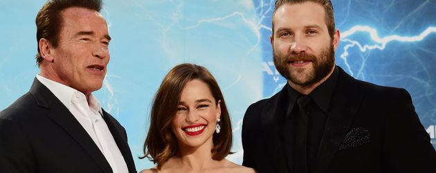 Emilia Clarke, Arnold Schwarzenegger und Jai Courtney Emilia Clarke, Arnold Schwarzenegger und Jai Courtney