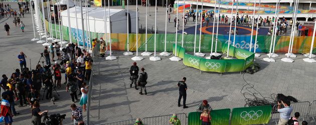 Eine Kamera stürzte in Rios Olympia-Park ab Eine Kamera stürzte in Rios Olympia-Park ab