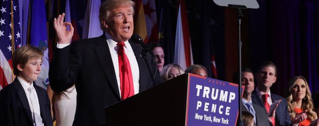 Donald Trump, US-Präsident bei seiner Siegesrede am 8. November 2016 Donald Trump, US-Präsident bei seiner Siegesrede am 8. November 2016