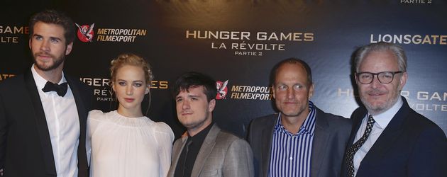Liam Hemsworth, Jennifer Lawrence, Josh Hutcherson, Woody Harrelson und Francis Lawrence Liam Hemsworth, Jennifer Lawrence, Josh Hutcherson, Woody Harrelson und Francis Lawrence