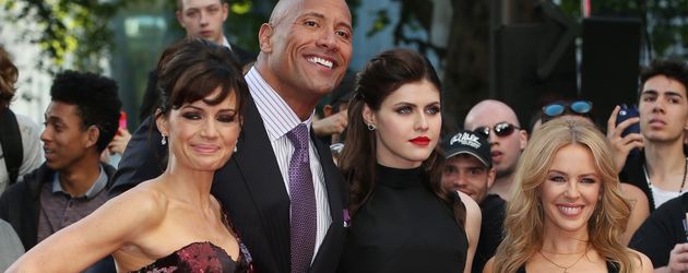 Kylie Minogue, Dwayne "The Rock" Johnson, Carla Gugino und Alexandra Daddario Kylie Minogue, Dwayne "The Rock" Johnson, Carla Gugino und Alexandra Daddario