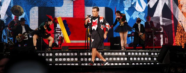 Robbie Williams auf einem Konzert in Manchester Robbie Williams auf einem Konzert in Manchester