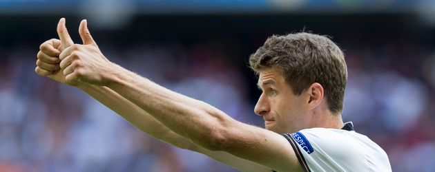 Thomas Müller beim Spiel im Achtelfinale der EM 2016 Thomas Müller beim Spiel im Achtelfinale der EM 2016