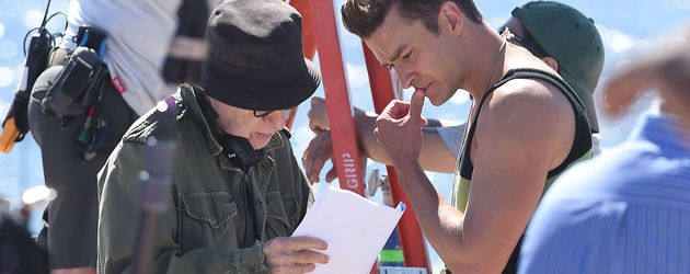 Woody Allen und Justin Timberlake am Set in New York Woody Allen und Justin Timberlake am Set in New York